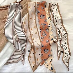 4pcs Stylish Printed Polyester Twilly, Headband or Scarf 🆕